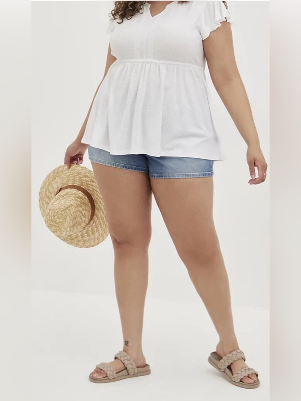 torrid White Ribbed Tank Top